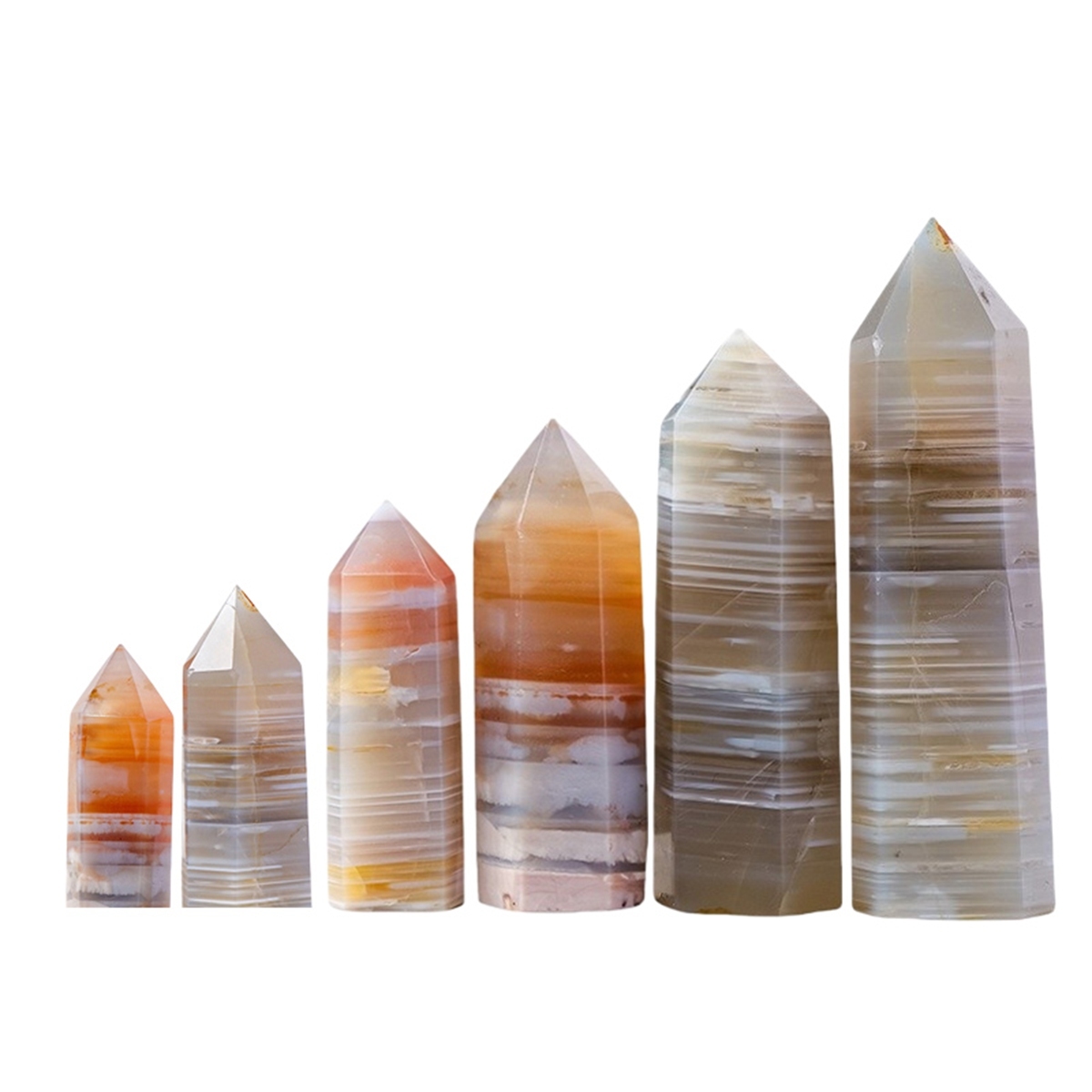 Sakura Agate  Single Pointed Hexagonal Prism Beads Ornament