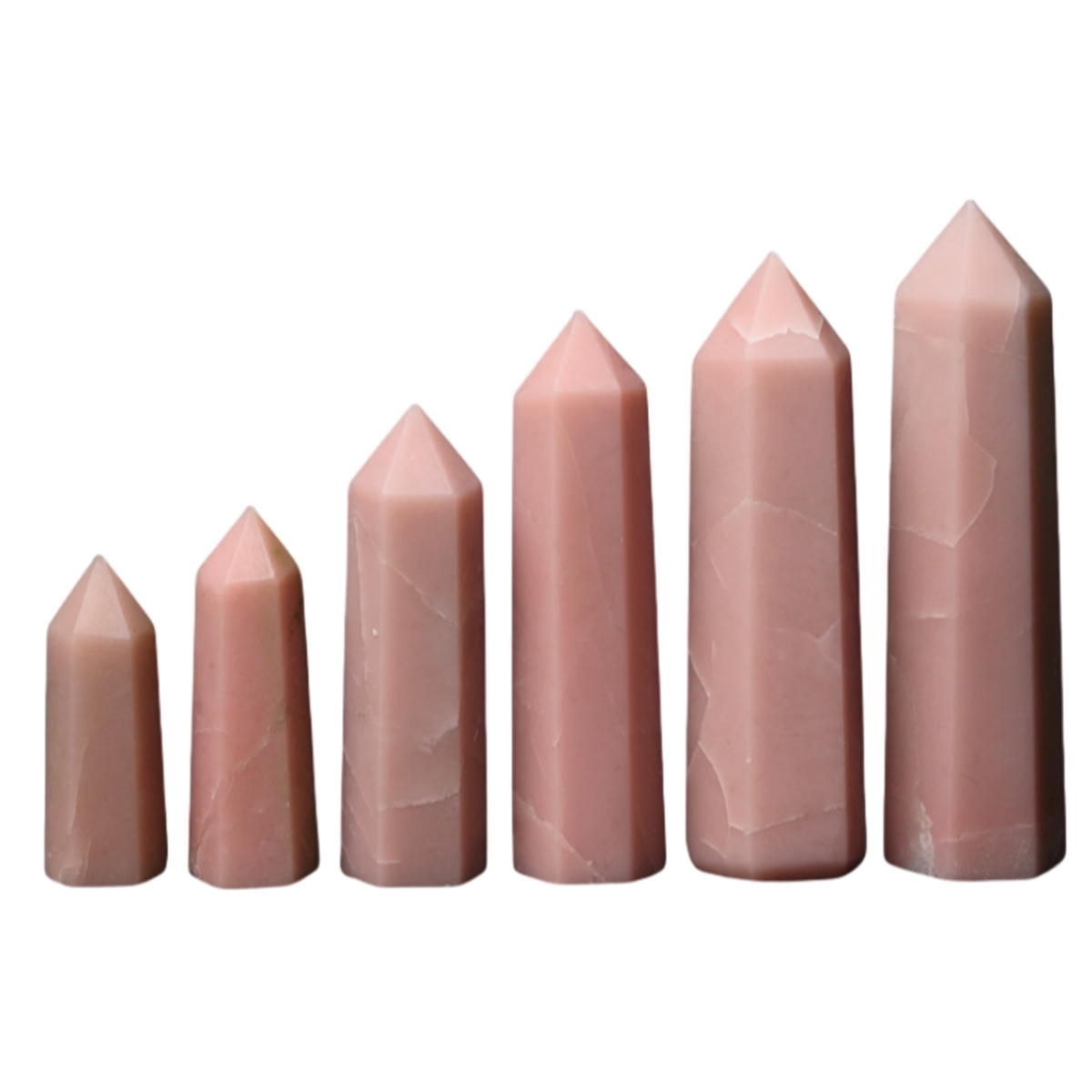 Pink Opal Single Pointed Hexagonal Prism Beads Ornament