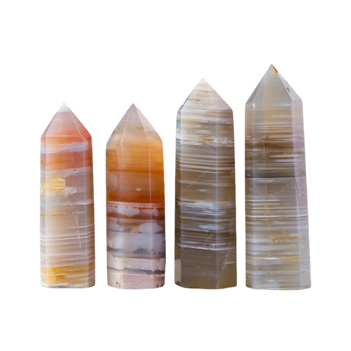 Sakura Agate  Single Pointed Hexagonal Prism Beads Ornament