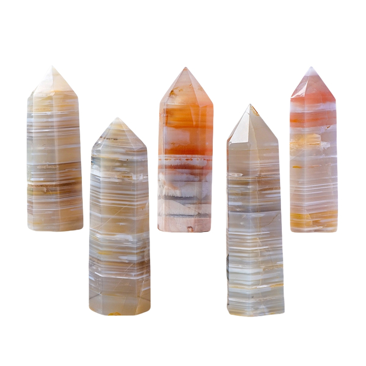 Sakura Agate  Single Pointed Hexagonal Prism Beads Ornament