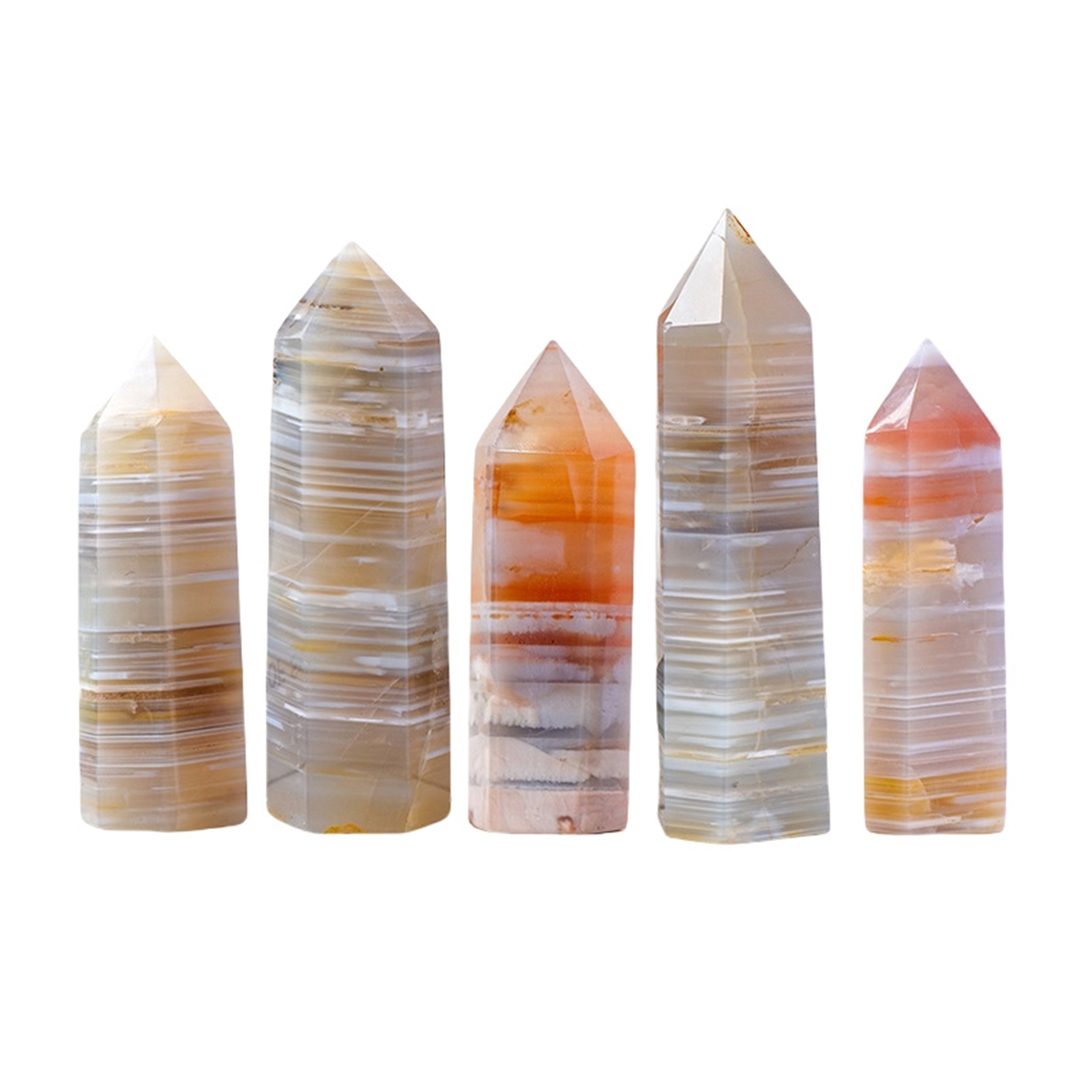 Sakura Agate  Single Pointed Hexagonal Prism Beads Ornament
