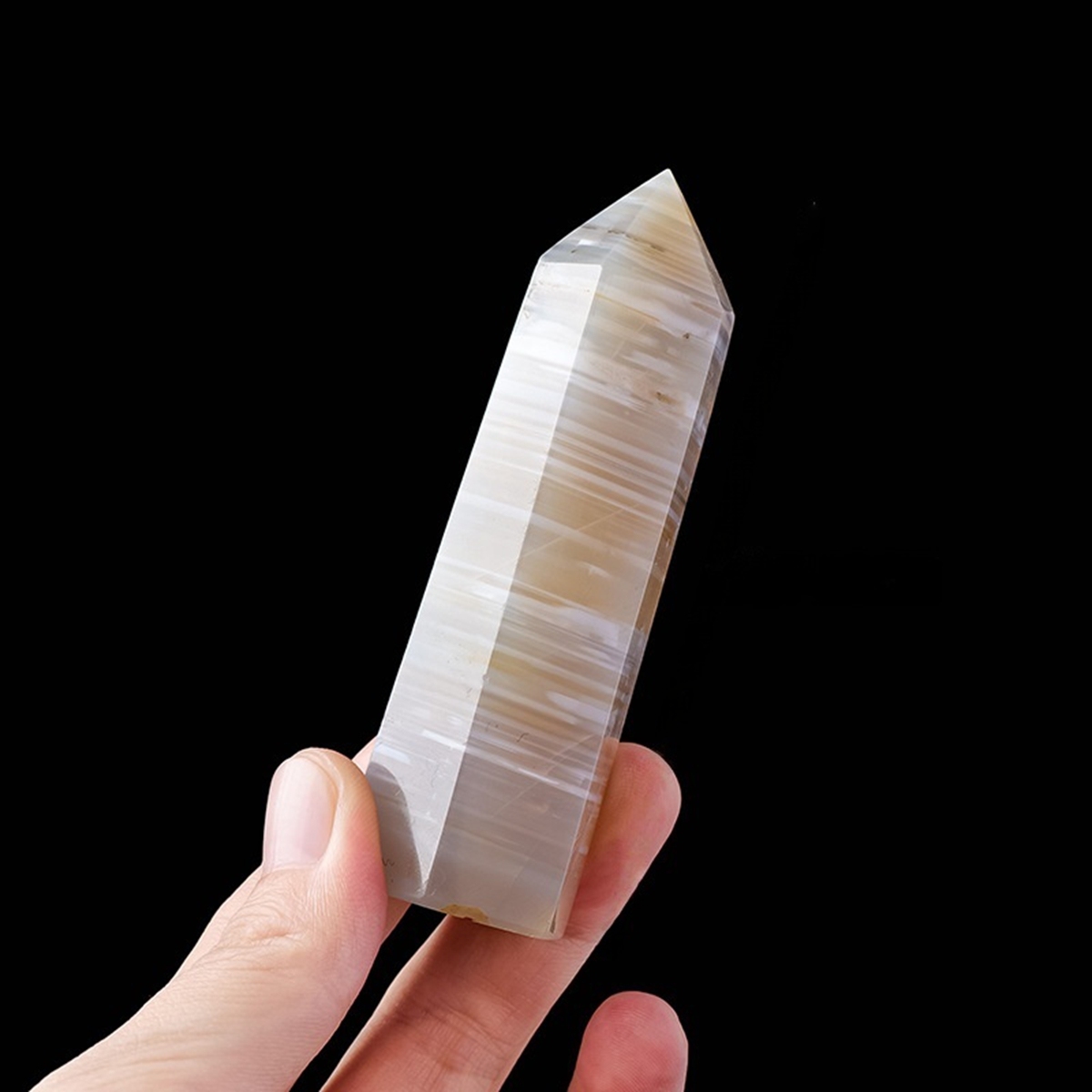 Sakura Agate  Single Pointed Hexagonal Prism Beads Ornament