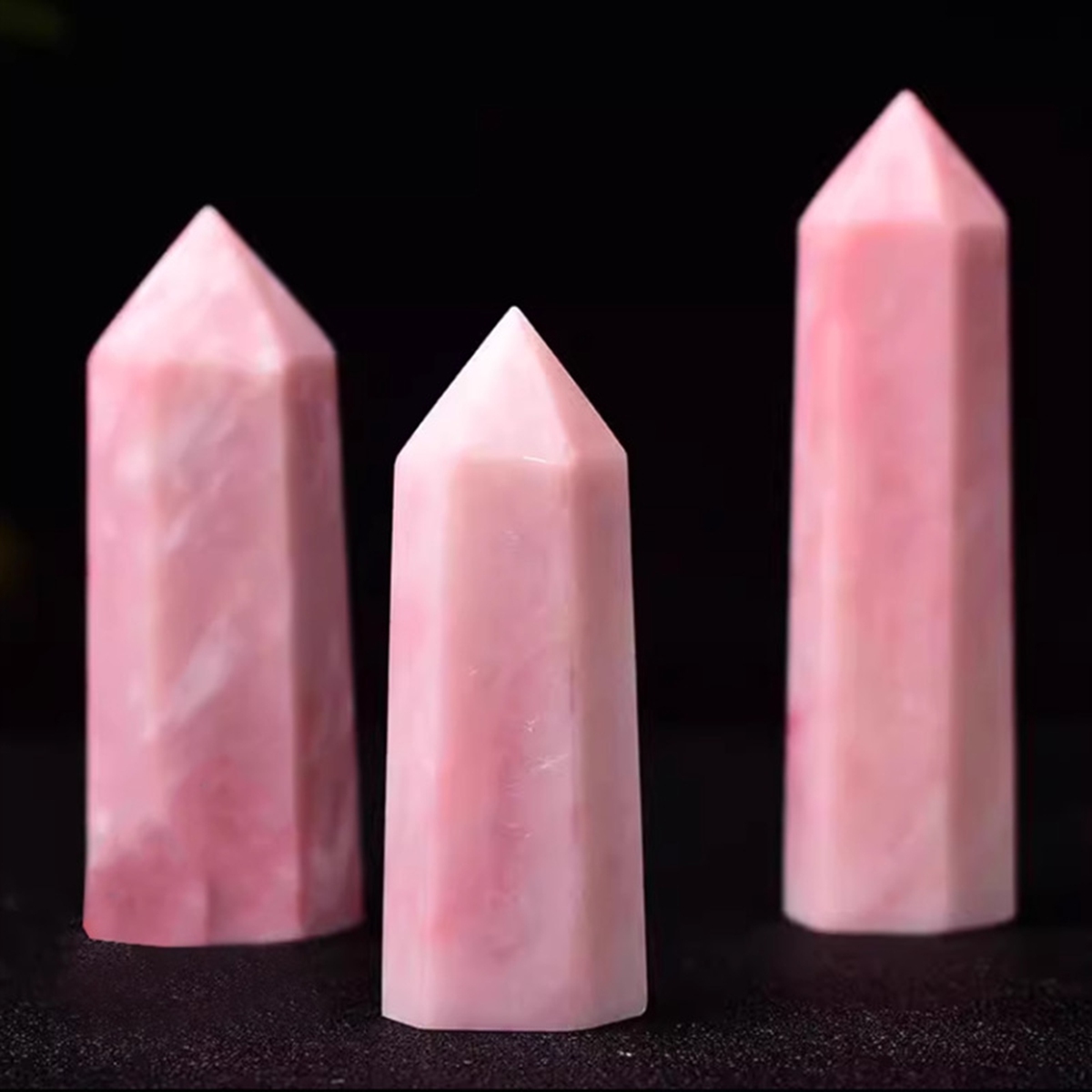 Pink Opal Single Pointed Hexagonal Prism Beads Ornament