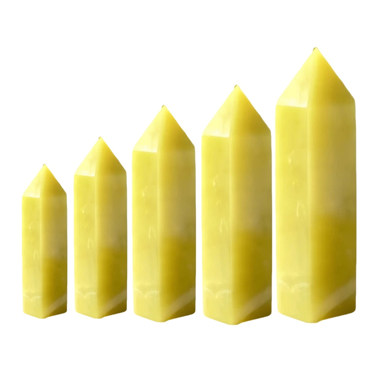 Yellow Jade Single Pointed Hexagonal Prism Beads Ornament