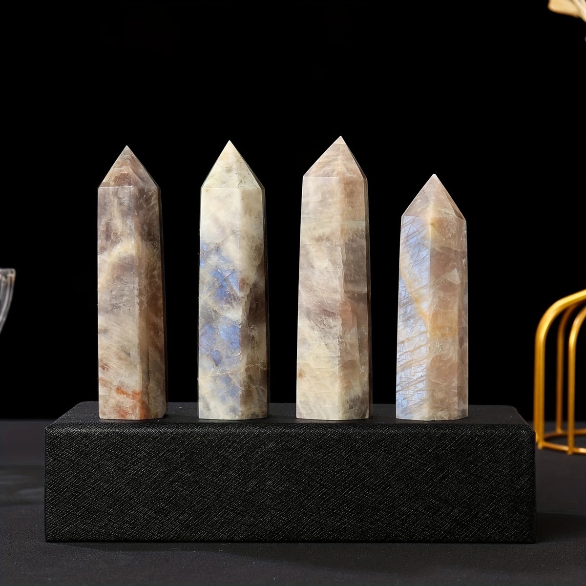 Moonstone Single Pointed Hexagonal Prism Beads Ornament
