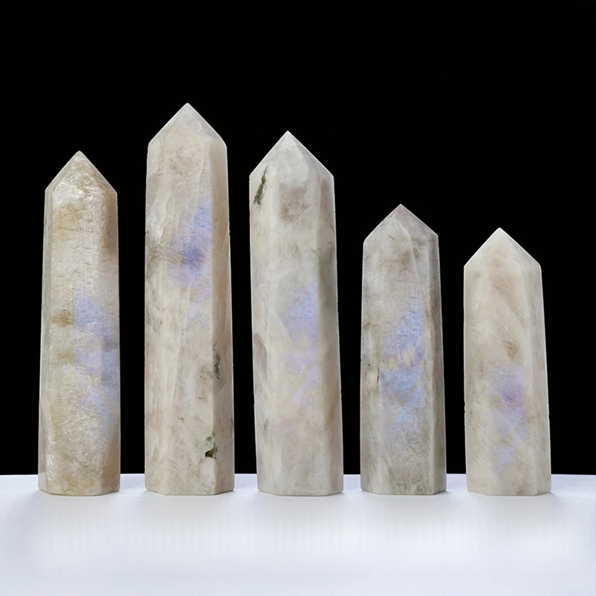 Moonstone Single Pointed Hexagonal Prism Beads Ornament
