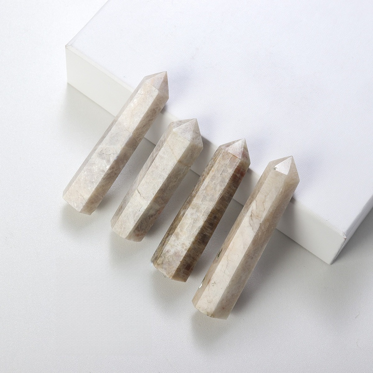 Moonstone Single Pointed Hexagonal Prism Beads Ornament