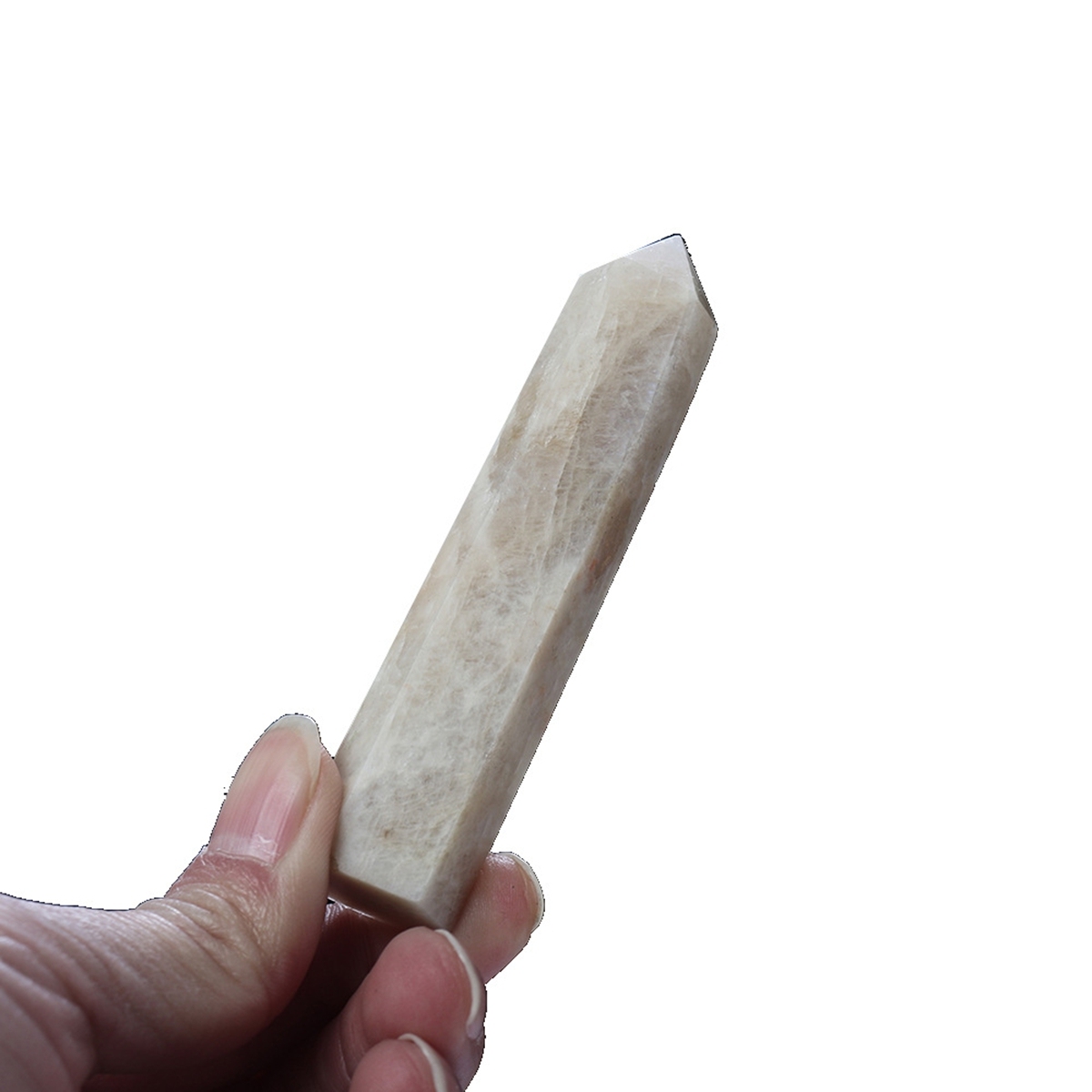 Moonstone Single Pointed Hexagonal Prism Beads Ornament