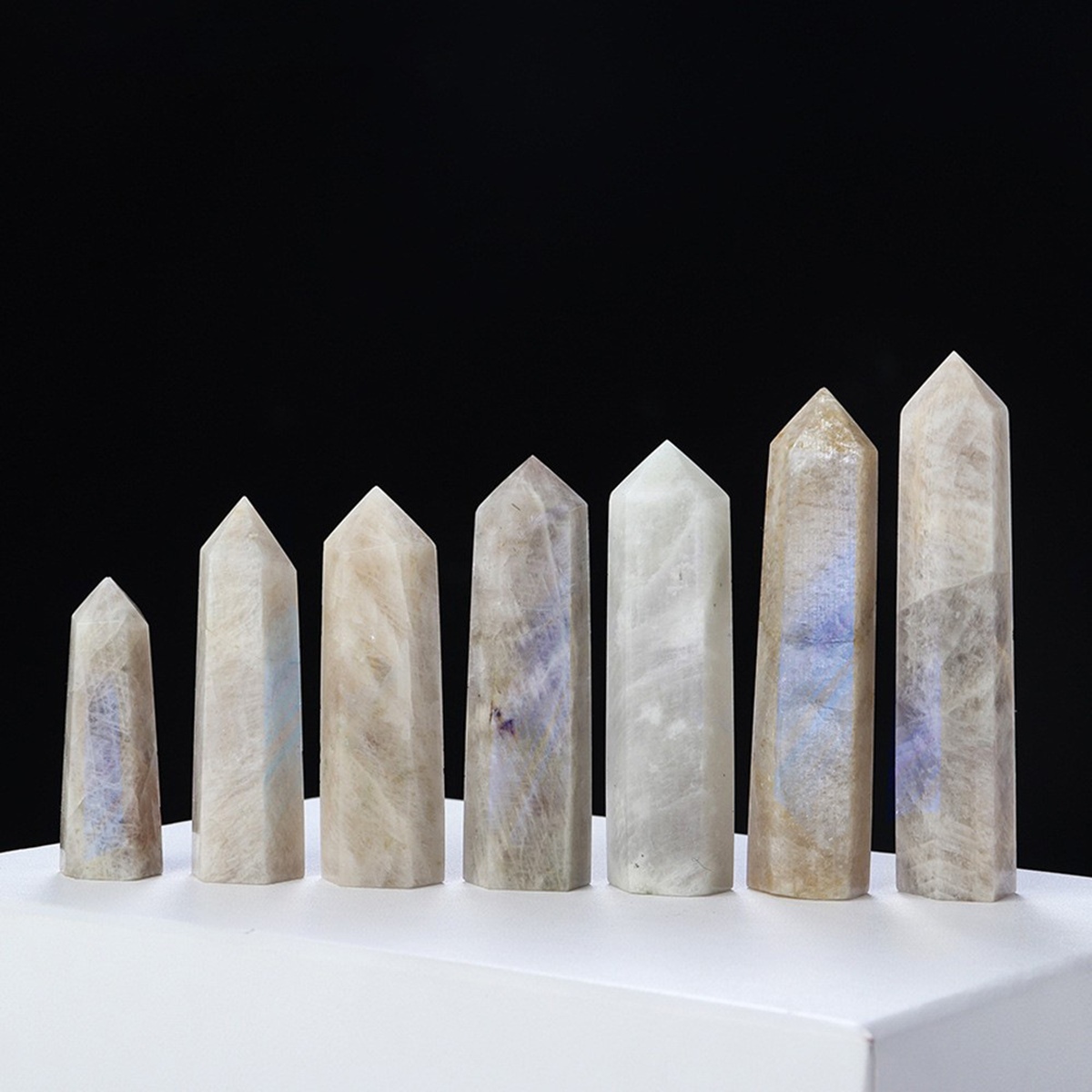 Moonstone Single Pointed Hexagonal Prism Beads Ornament