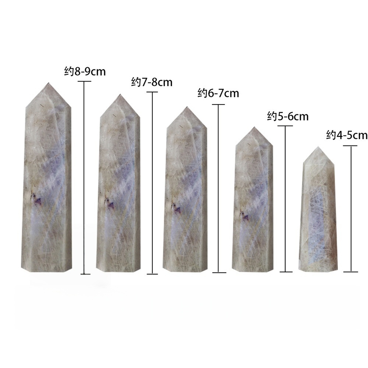 Moonstone Single Pointed Hexagonal Prism Beads Ornament