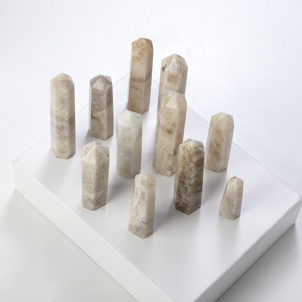 Moonstone Single Pointed Hexagonal Prism Beads Ornament