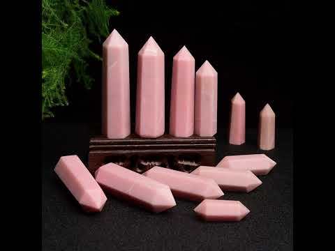 Pink Opal Single Pointed Hexagonal Prism Beads Ornament