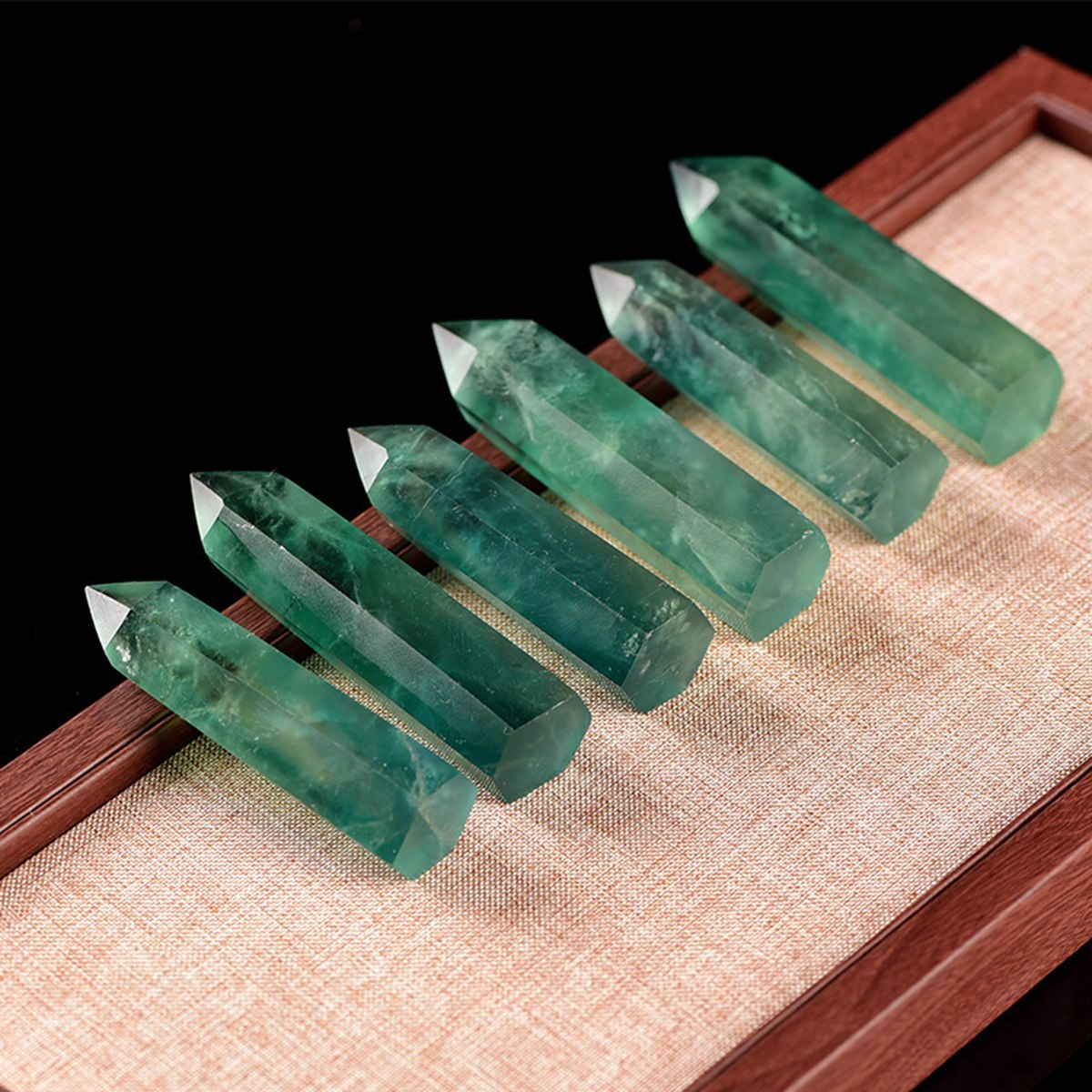 Rainbow Fluorite Single Pointed Hexagonal Prism Beads Ornament