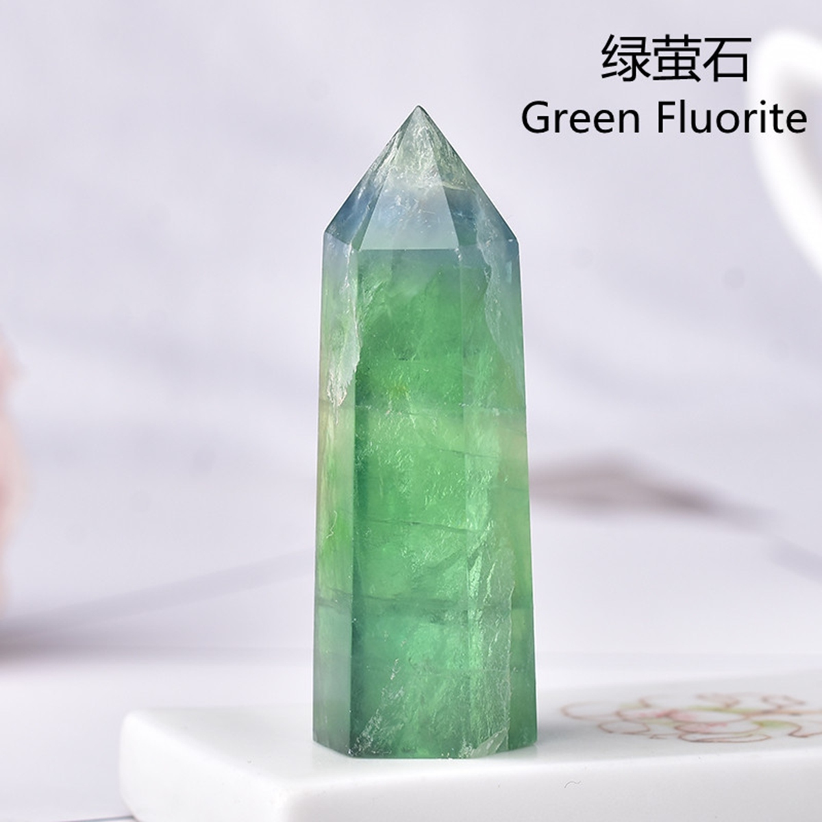 Rainbow Fluorite Single Pointed Hexagonal Prism Beads Ornament