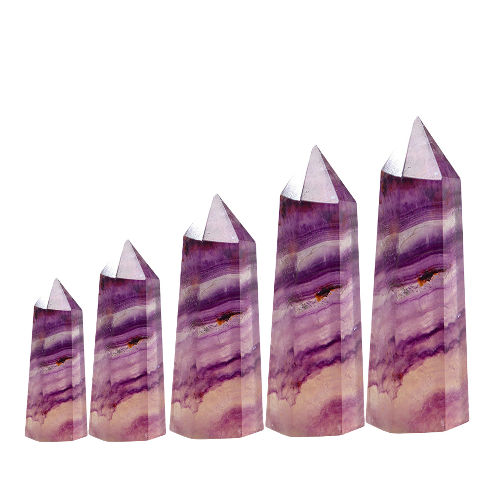 Rainbow Fluorite Single Pointed Hexagonal Prism Beads Ornament