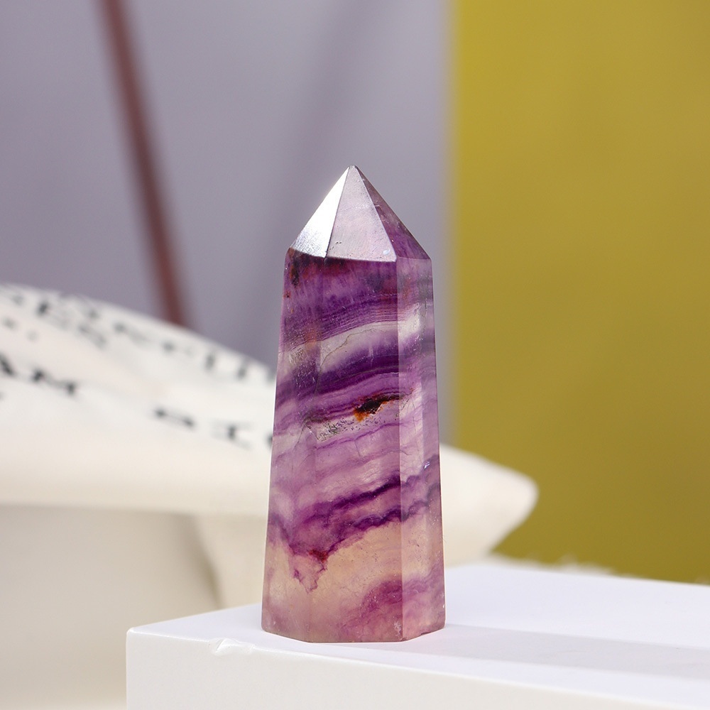 Rainbow Fluorite Single Pointed Hexagonal Prism Beads Ornament