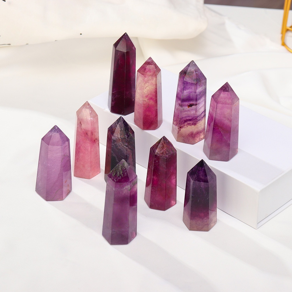Rainbow Fluorite Single Pointed Hexagonal Prism Beads Ornament