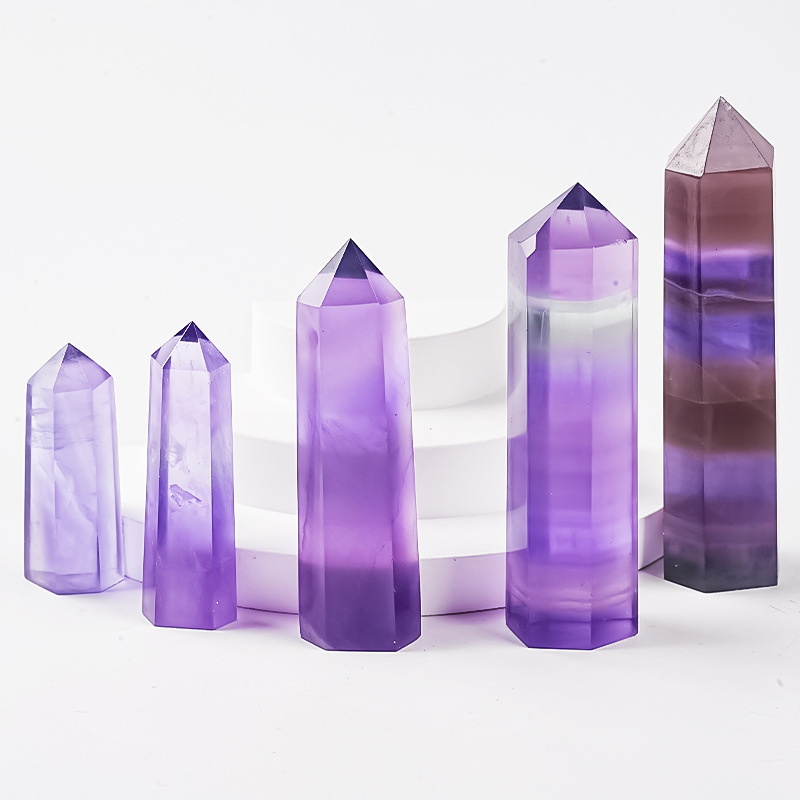 Rainbow Fluorite Single Pointed Hexagonal Prism Beads Ornament