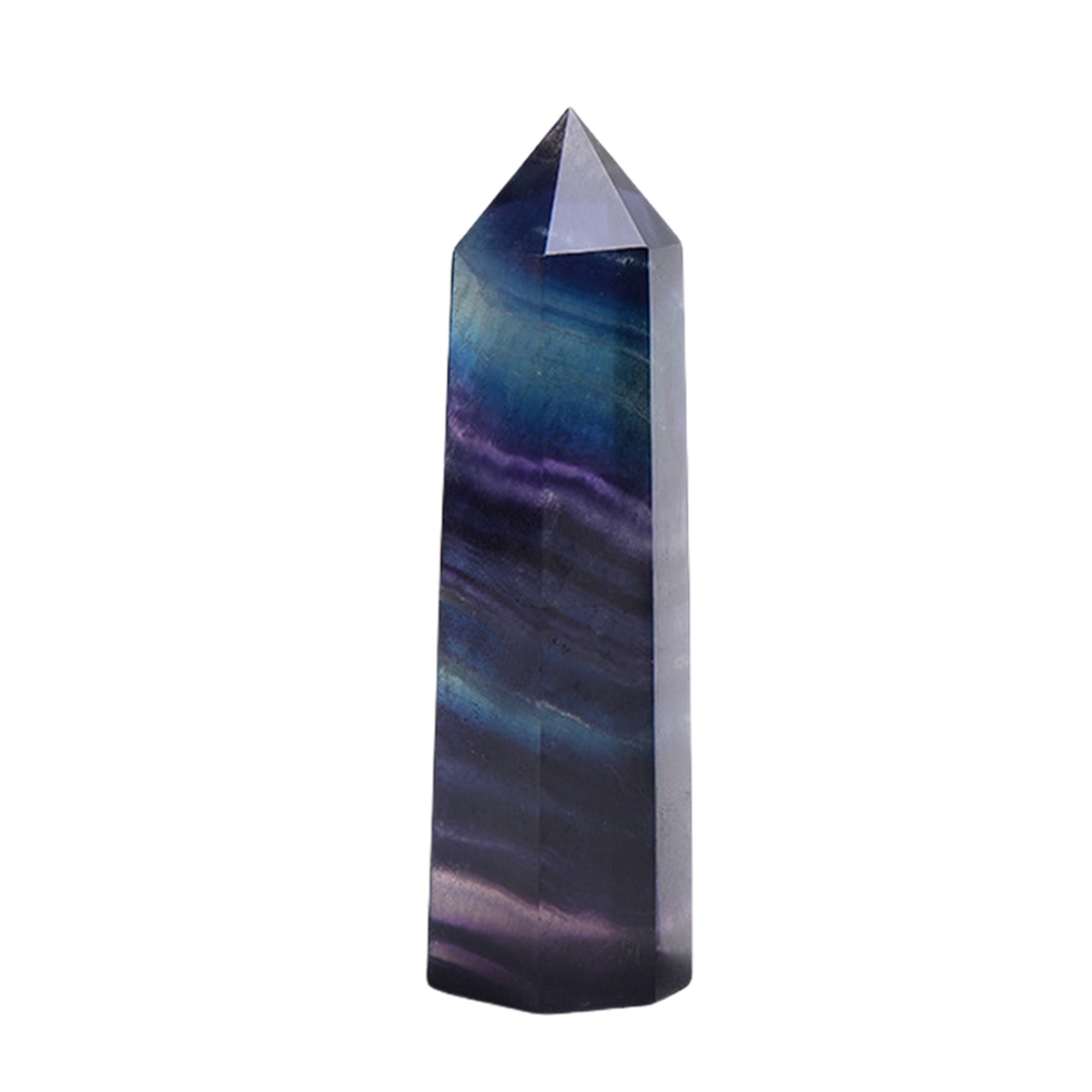 Rainbow Fluorite Single Pointed Hexagonal Prism Beads Ornament