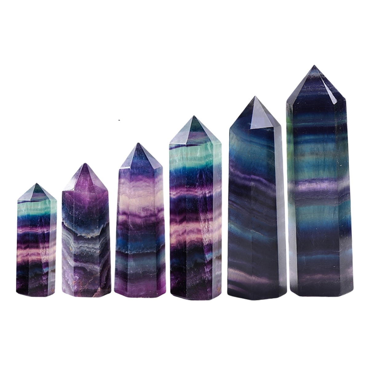 Rainbow Fluorite Single Pointed Hexagonal Prism Beads Ornament