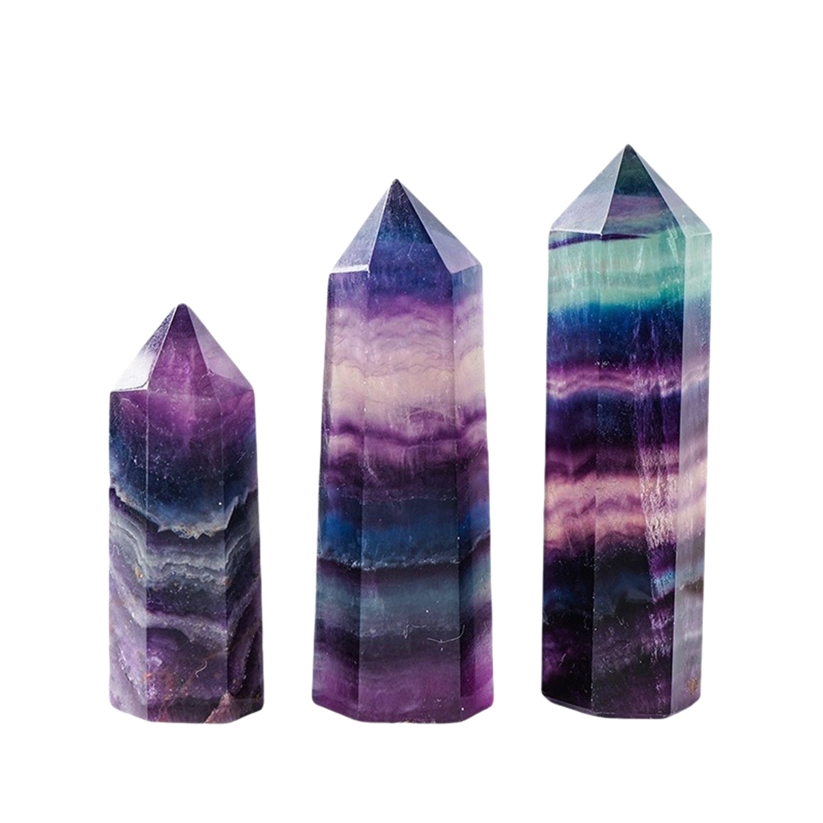 Rainbow Fluorite Single Pointed Hexagonal Prism Beads Ornament