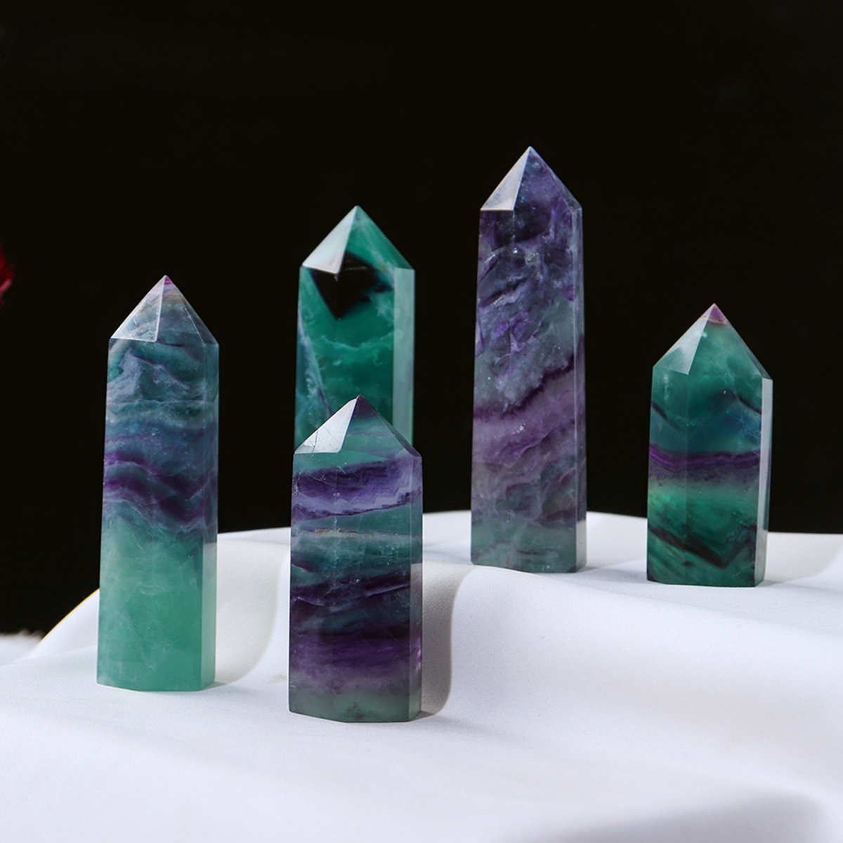Rainbow Fluorite Single Pointed Hexagonal Prism Beads Ornament