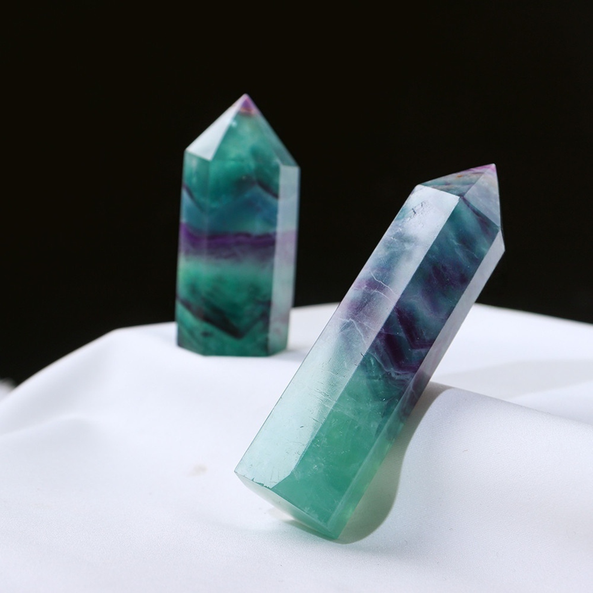 Rainbow Fluorite Single Pointed Hexagonal Prism Beads Ornament