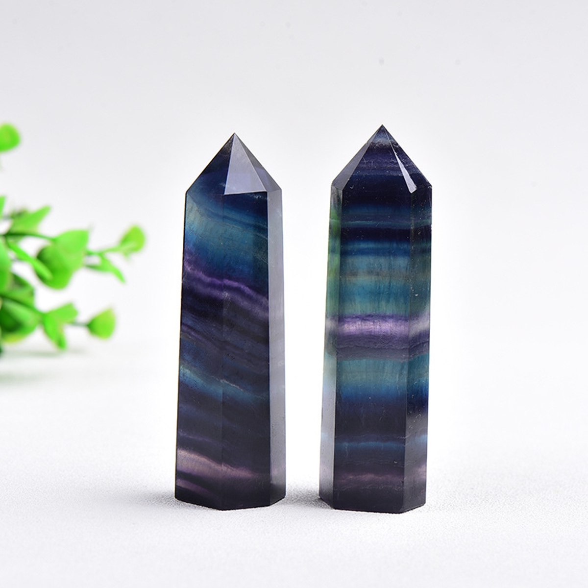 Rainbow Fluorite Single Pointed Hexagonal Prism Beads Ornament
