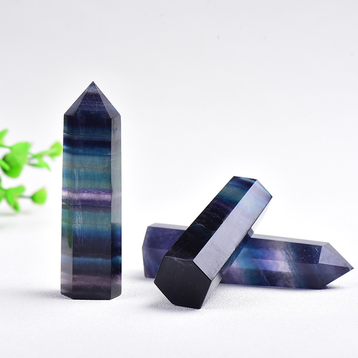 Rainbow Fluorite Single Pointed Hexagonal Prism Beads Ornament