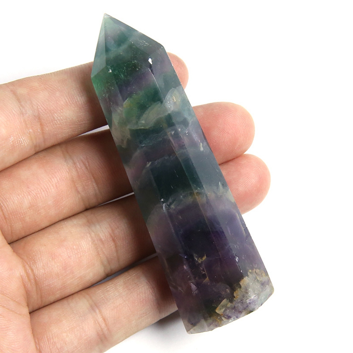 Rainbow Fluorite Single Pointed Hexagonal Prism Beads Ornament