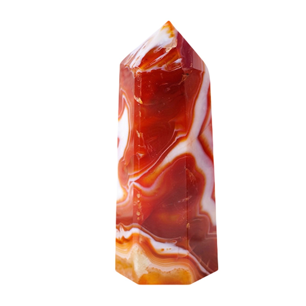 Striped Red Agate Single Pointed Hexagonal Prism Beads Ornament