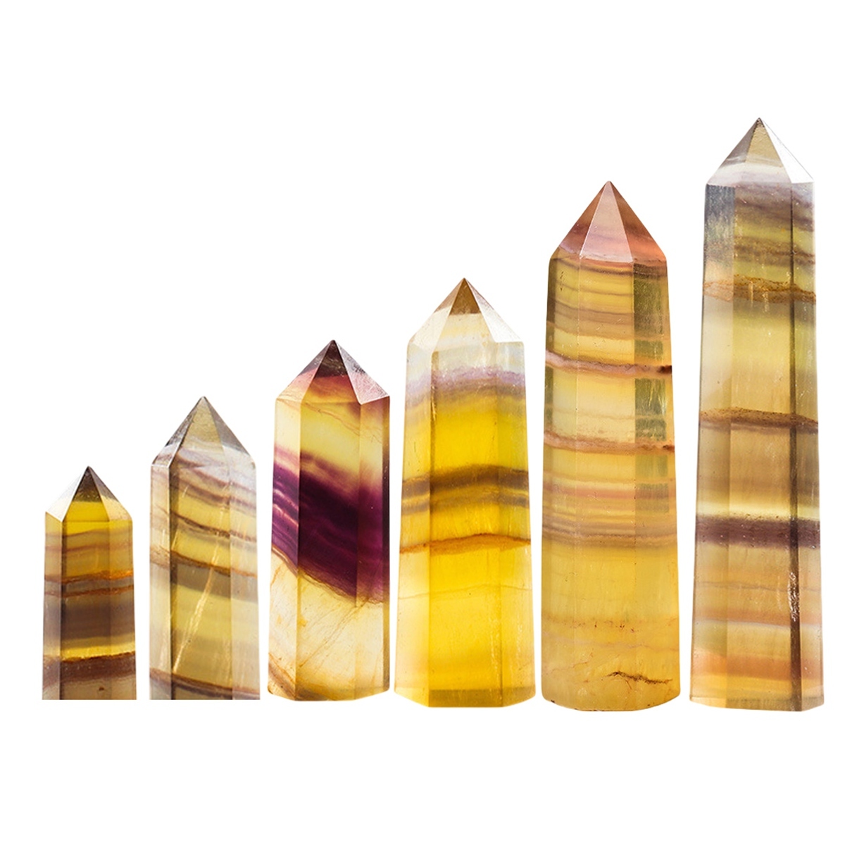 Rainbow Fluorite Single Pointed Hexagonal Prism Beads Ornament