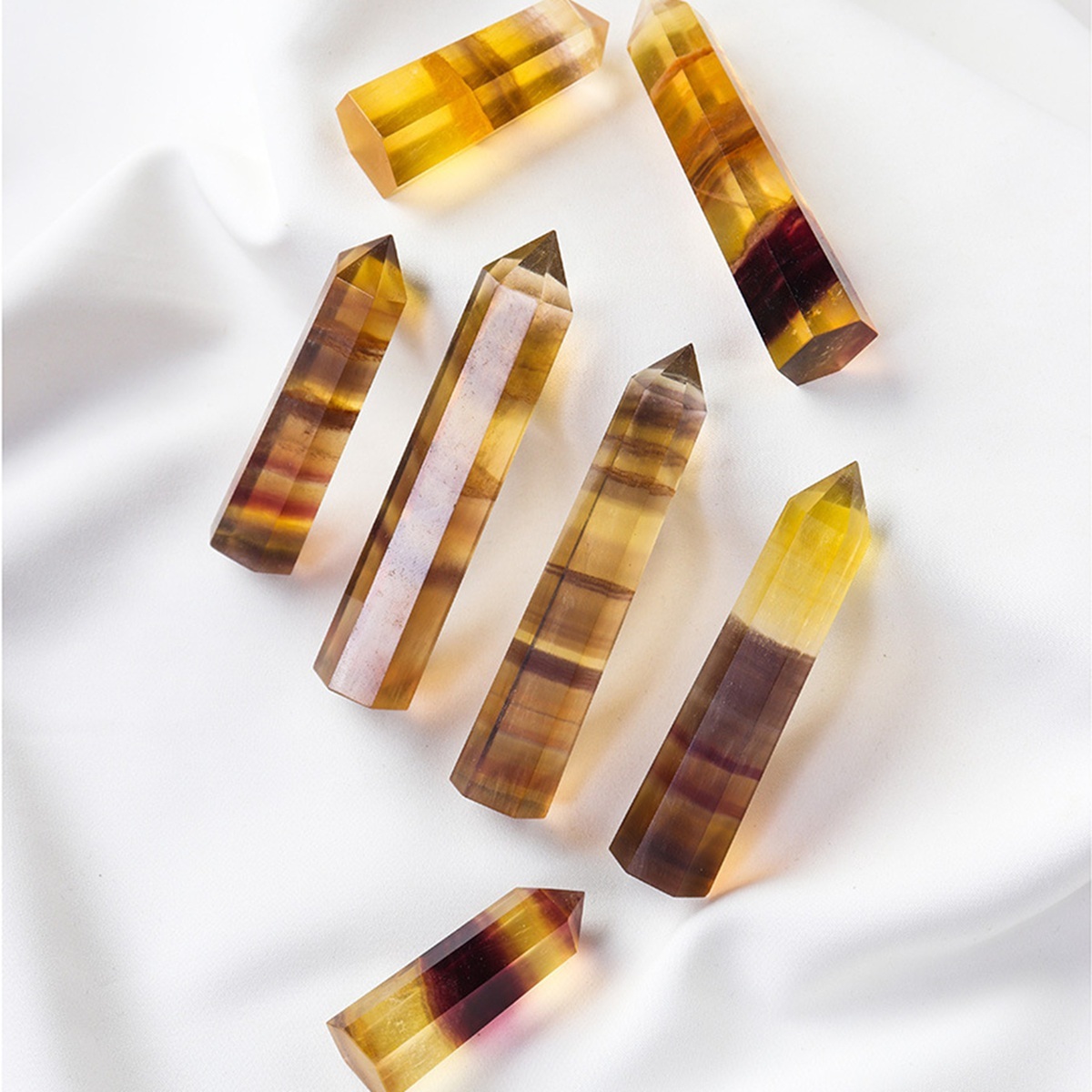 Rainbow Fluorite Single Pointed Hexagonal Prism Beads Ornament