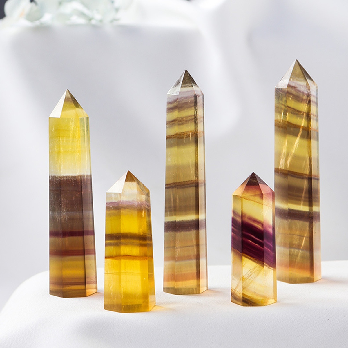 Rainbow Fluorite Single Pointed Hexagonal Prism Beads Ornament