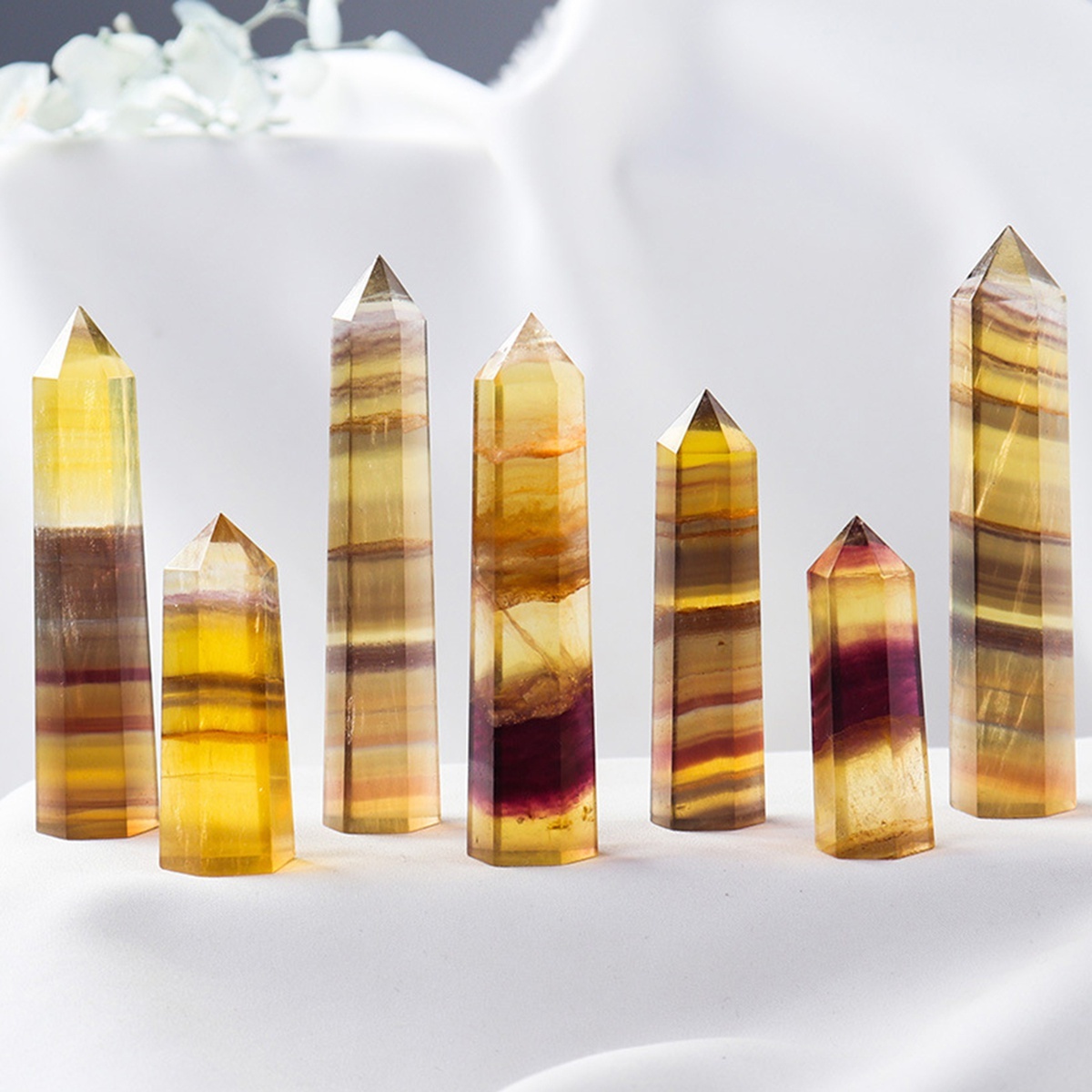 Rainbow Fluorite Single Pointed Hexagonal Prism Beads Ornament
