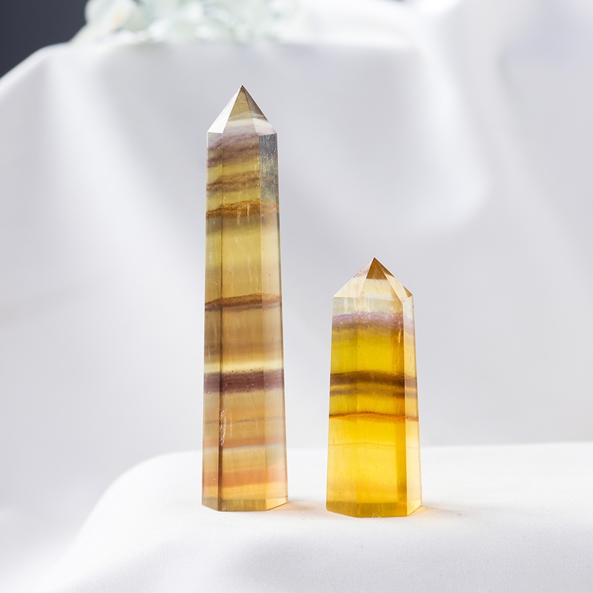 Rainbow Fluorite Single Pointed Hexagonal Prism Beads Ornament
