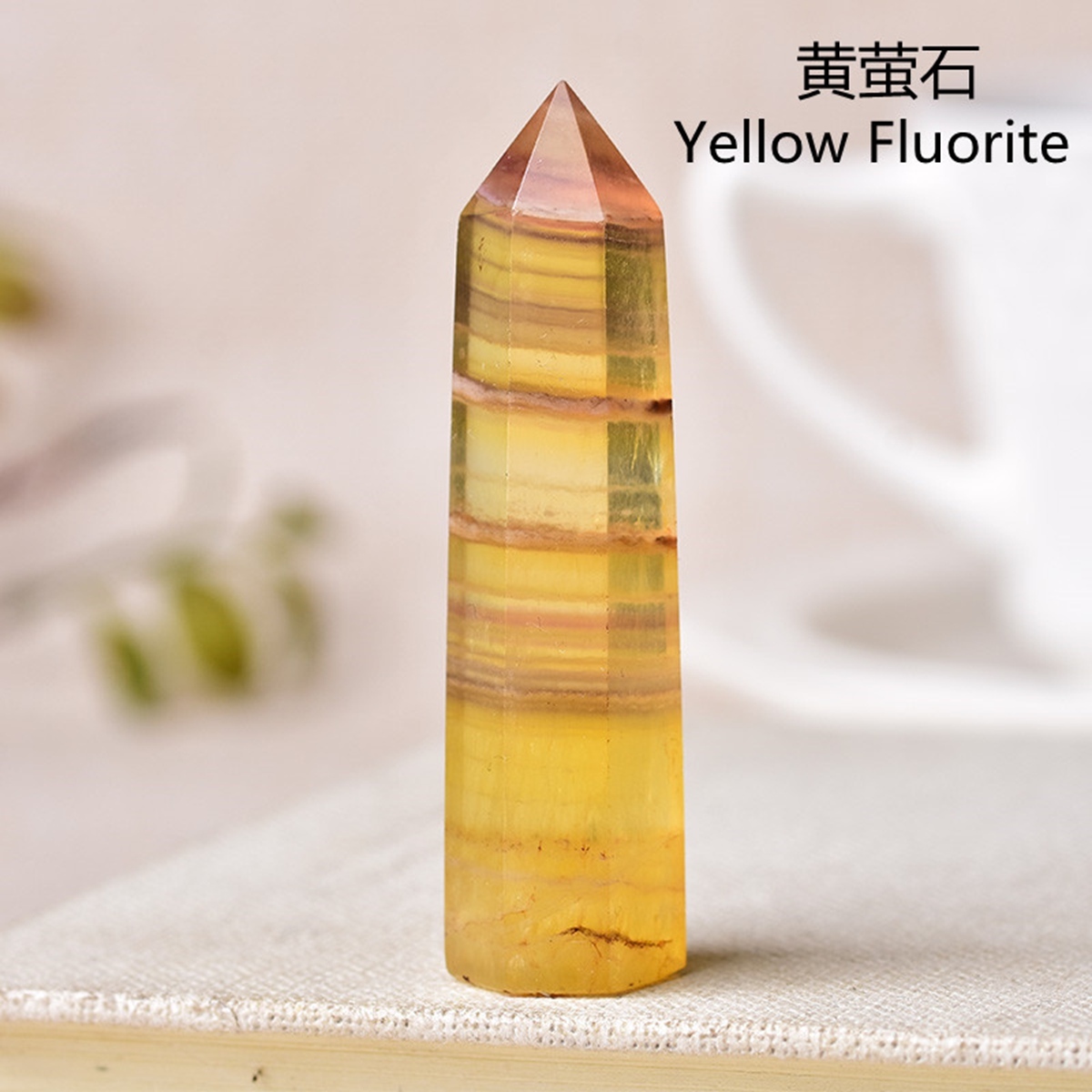 Rainbow Fluorite Single Pointed Hexagonal Prism Beads Ornament