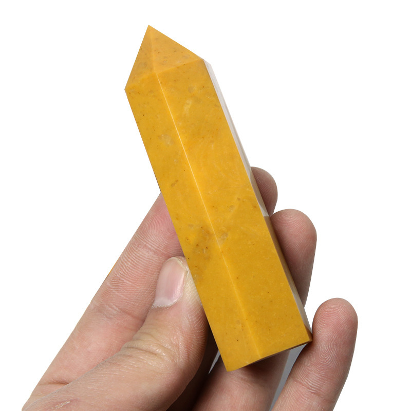 Yellow Aventurine Single Pointed Hexagonal Prism Beads Ornament