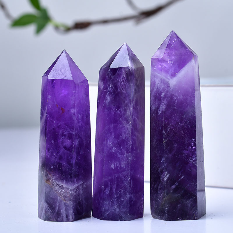Dream Amethyst Single Pointed Hexagonal Prism Beads Ornament
