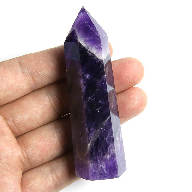 Dream Amethyst Single Pointed Hexagonal Prism Beads Ornament