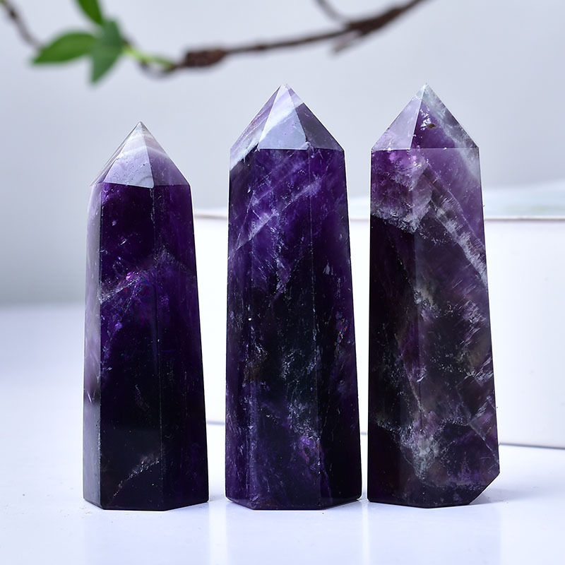 Dream Amethyst Single Pointed Hexagonal Prism Beads Ornament