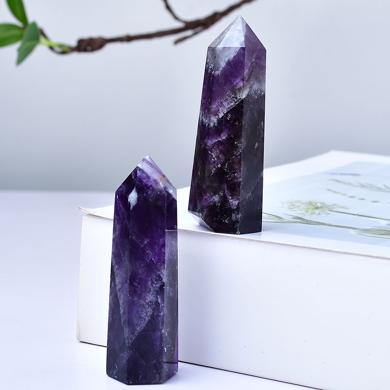 Dream Amethyst Single Pointed Hexagonal Prism Beads Ornament