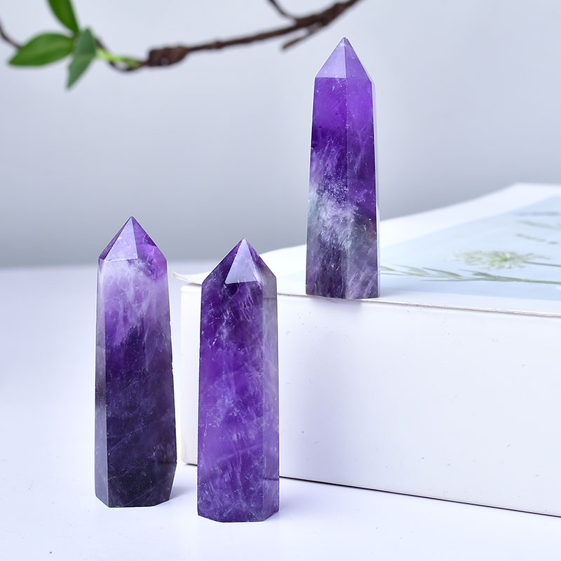 Dream Amethyst Single Pointed Hexagonal Prism Beads Ornament
