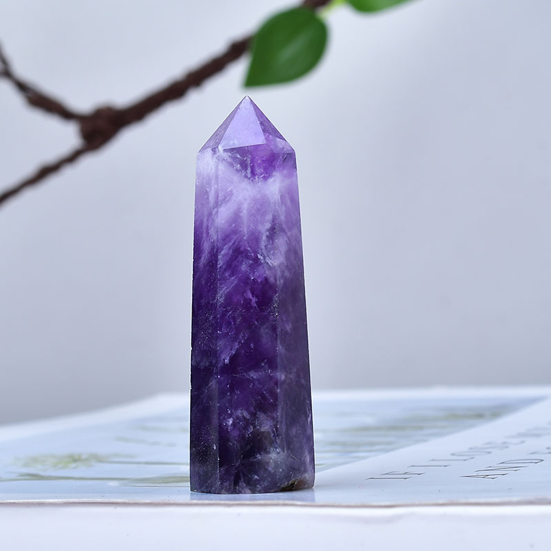 Dream Amethyst Single Pointed Hexagonal Prism Beads Ornament