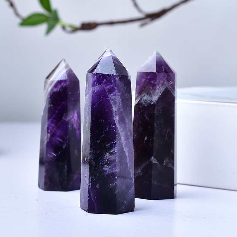 Dream Amethyst Single Pointed Hexagonal Prism Beads Ornament