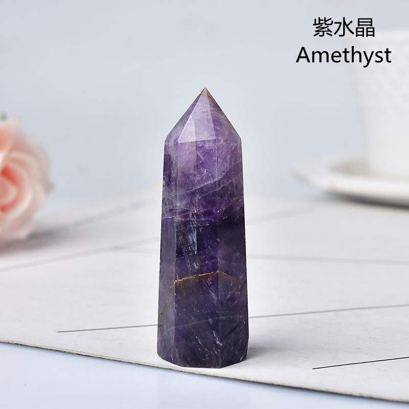 Dream Amethyst Single Pointed Hexagonal Prism Beads Ornament