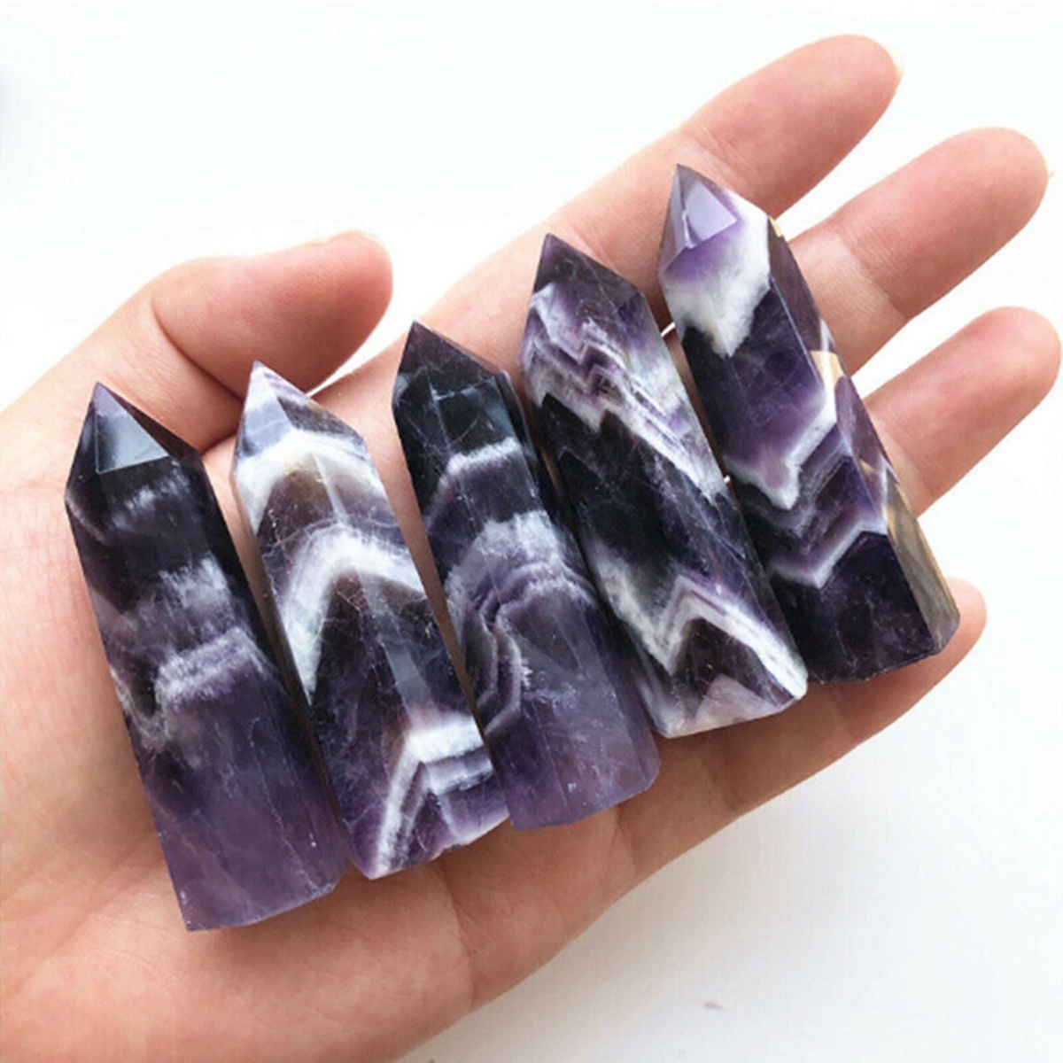 Dream Amethyst Single Pointed Hexagonal Prism Beads Ornament