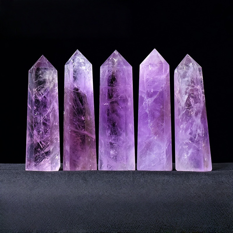 Dream Amethyst Single Pointed Hexagonal Prism Beads Ornament
