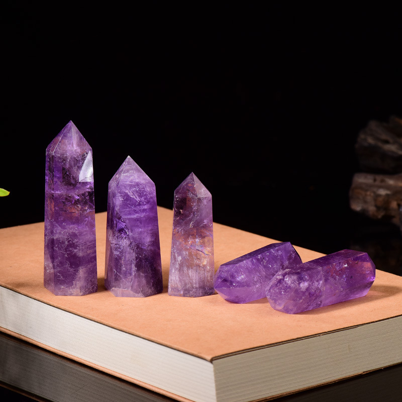 Dream Amethyst Single Pointed Hexagonal Prism Beads Ornament