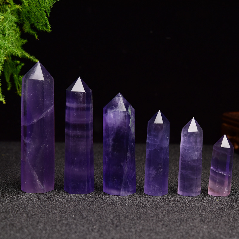 Rainbow Fluorite Single Pointed Hexagonal Prism Beads Ornament